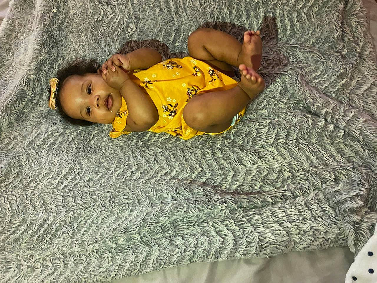 Emani joined the competition — help win amazing prizes! baby, bedtime, blanket, child, nap, person, photography, sleep, toddler, yellow