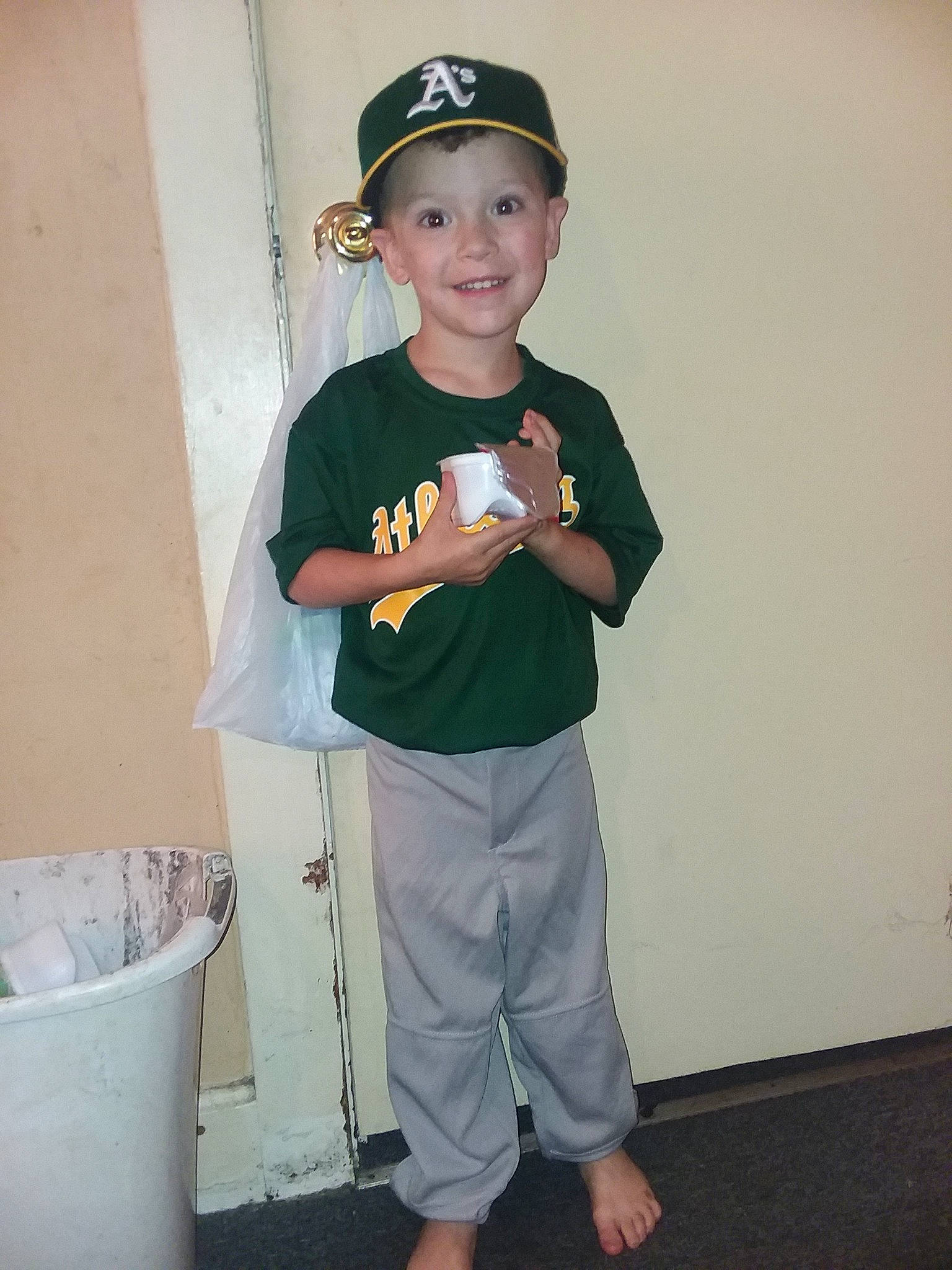 Ayden joined the competition — help win amazing prizes! baseball_cap, cap, child, fun, headgear, headwear, joy, person, shoulder, sleeve, standing, t_shirt, toddler, vacation