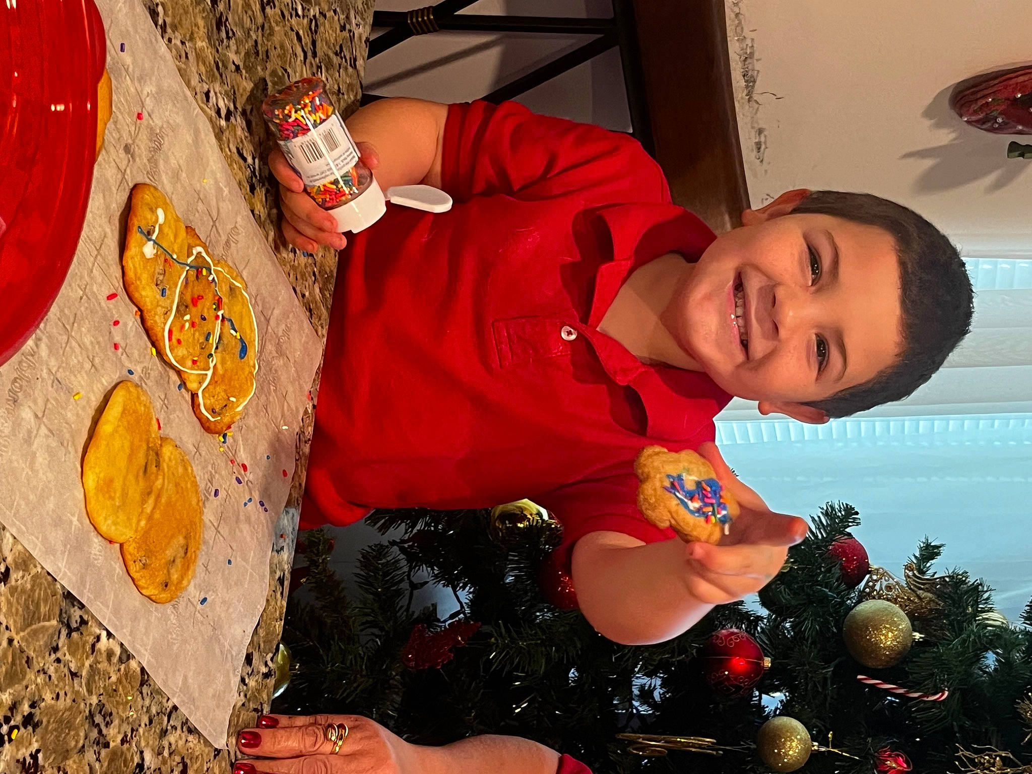 Logan joined the competition — help win amazing prizes! child, christmas, christmas_eve, comfort_food, cuisine, dish, event, food, fun, happy, holiday, ingredient, joy, junk_food, leisure, mechanical_fan, ornament, person, play, red