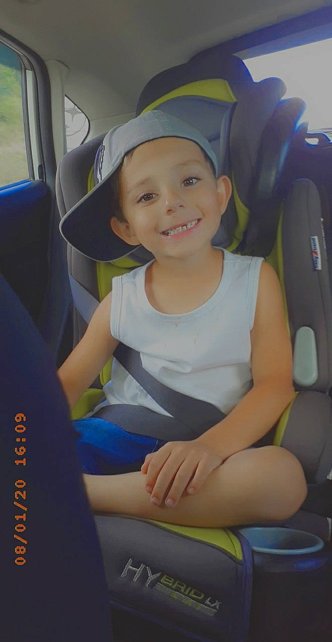 Keenan joined the competition — help win amazing prizes! auto_part, car_seat, child, city_car, family_car, headwear, joy, person, sitting, smile, toddler, vacation