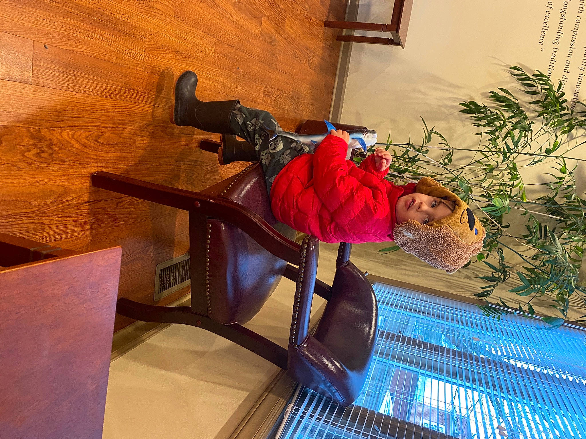 Kamden is registered to the contest to win money with this photo: comfort, flooring, flowerpot, fun, hardwood, headwear, house, houseplant, human_leg, leisure, metal, person, plant, recreation, room, stairs, thigh, vacation, wood