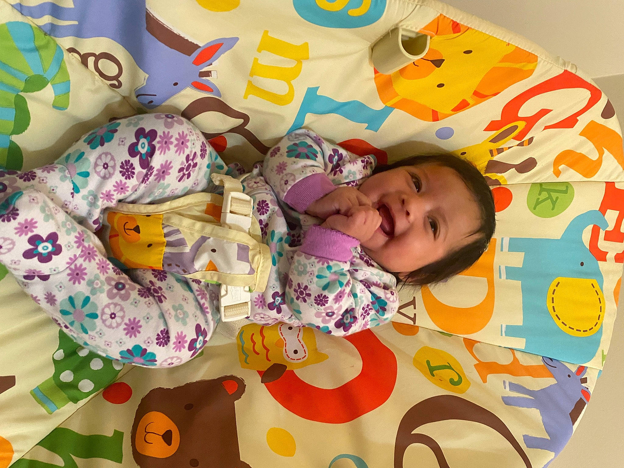 Cecilia is registered to the contest to win money with this photo: art, baby, baby_products, baby_toddler_clothing, baby_toys, child, flooring, happy, linens, pattern, person, pink, play, product, room, smile, t_shirt, textile, toddler, visual_arts
