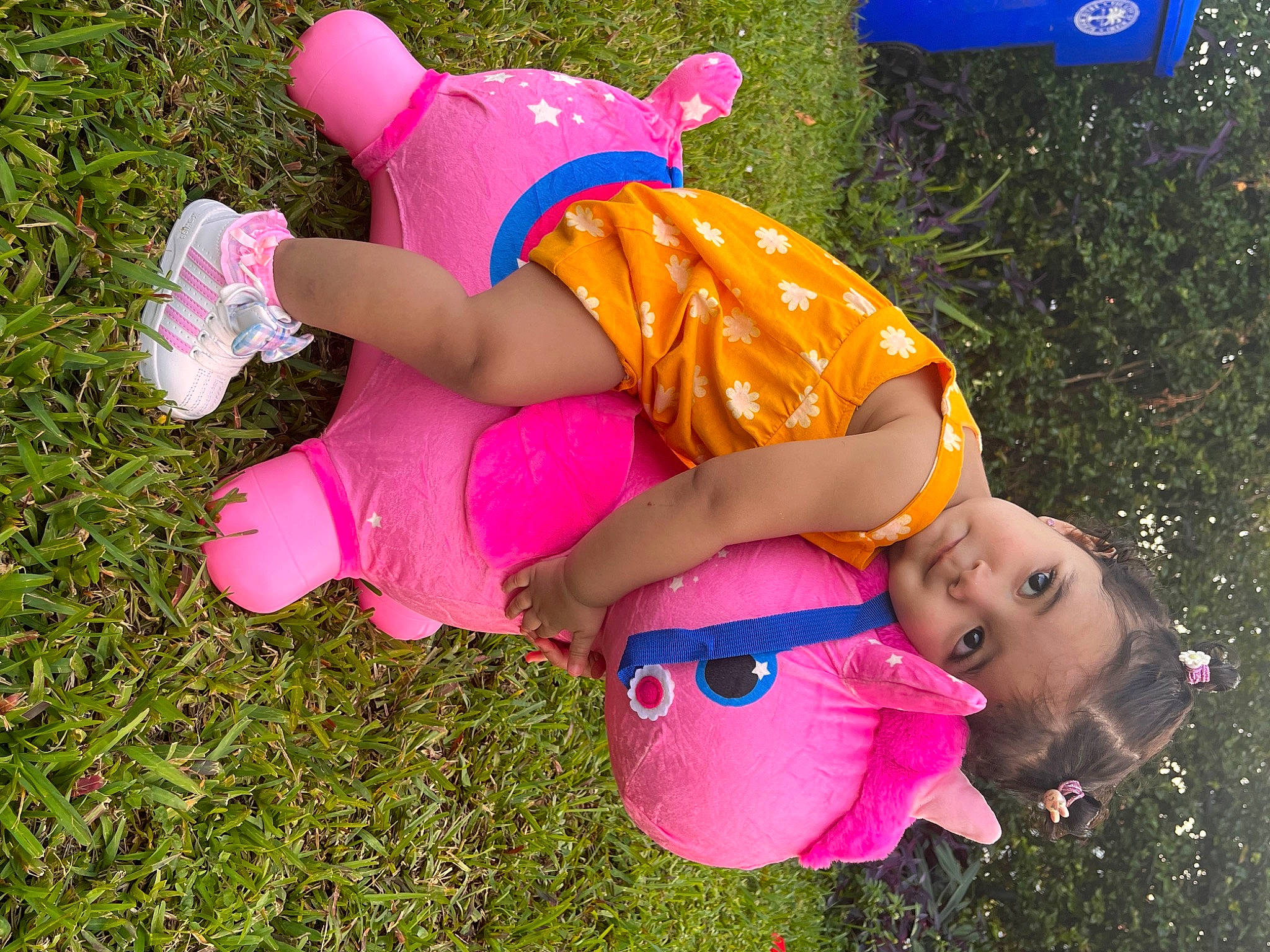 Amira joined the competition — help win amazing prizes! child, costume, fun, grass, happy, hat, leisure, magenta, party_supply, people_in_nature, person, pink, plant, play, recreation, toddler, toy