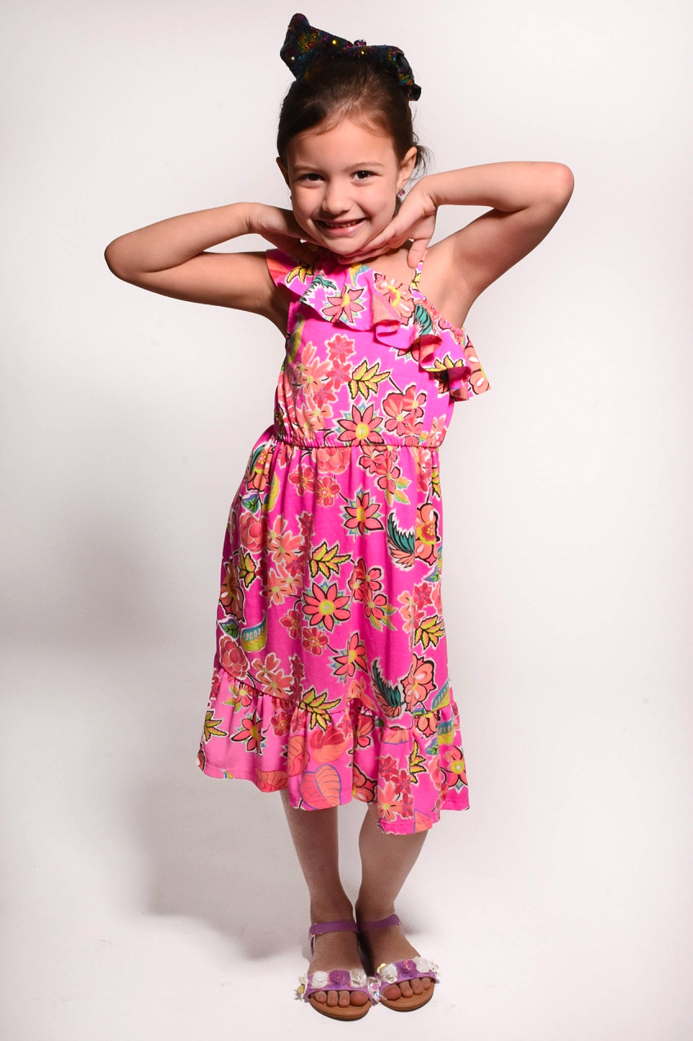 Caylee is registered to the contest to win money with this photo: beauty, child, child_model, clothing, day_dress, dress, fashion, fashion_design, fun, joy, magenta, model, pattern, person, photo_shoot, photography, pink, smile, textile, toddler