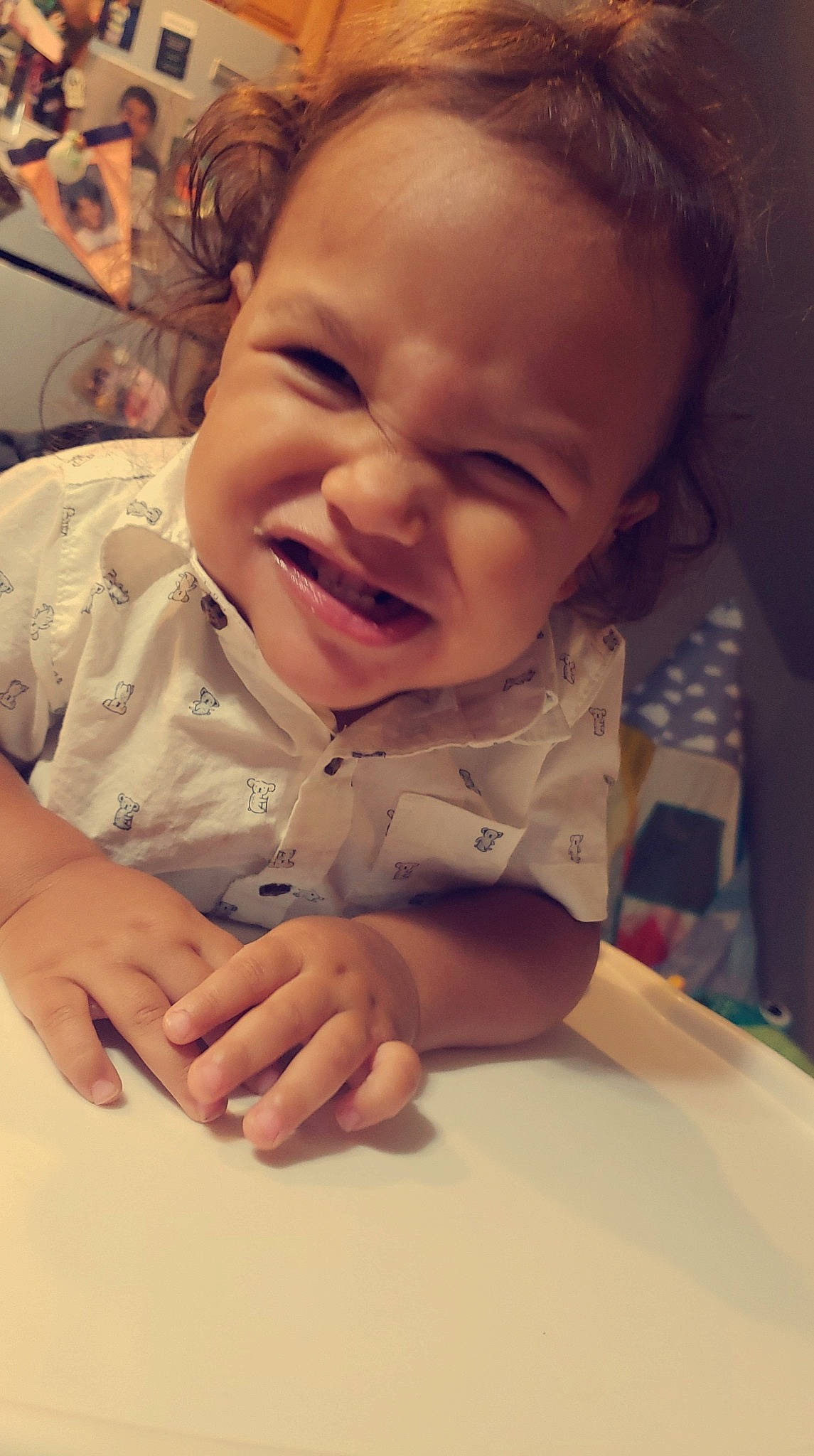 Keenan is registered to the contest to win money with this photo: baby_toddler_clothing, blurred, cheek, child, ear, eye, eyebrow, facial_expression, finger, forehead, happy, head, iris, lip, mouth, nail, nose, organ, person, skin