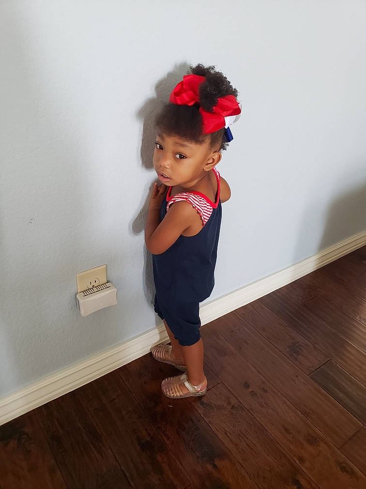 Alleigh is registered to the contest to win money with this photo: child, costume, floor, flooring, joint, person, shoe, shoulder, standing, toddler