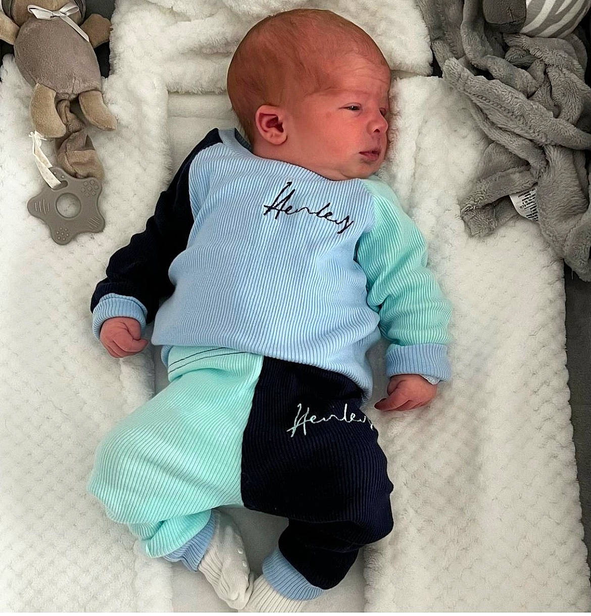 Henley joined the competition — help win amazing prizes! baby, baby_products, baby_sleeping, baby_toddler_clothing, child, comfort, cool, design, electric_blue, eye, linens, neck, outerwear, pattern, person, photograph, sleeve, sportswear, t_shirt, textile