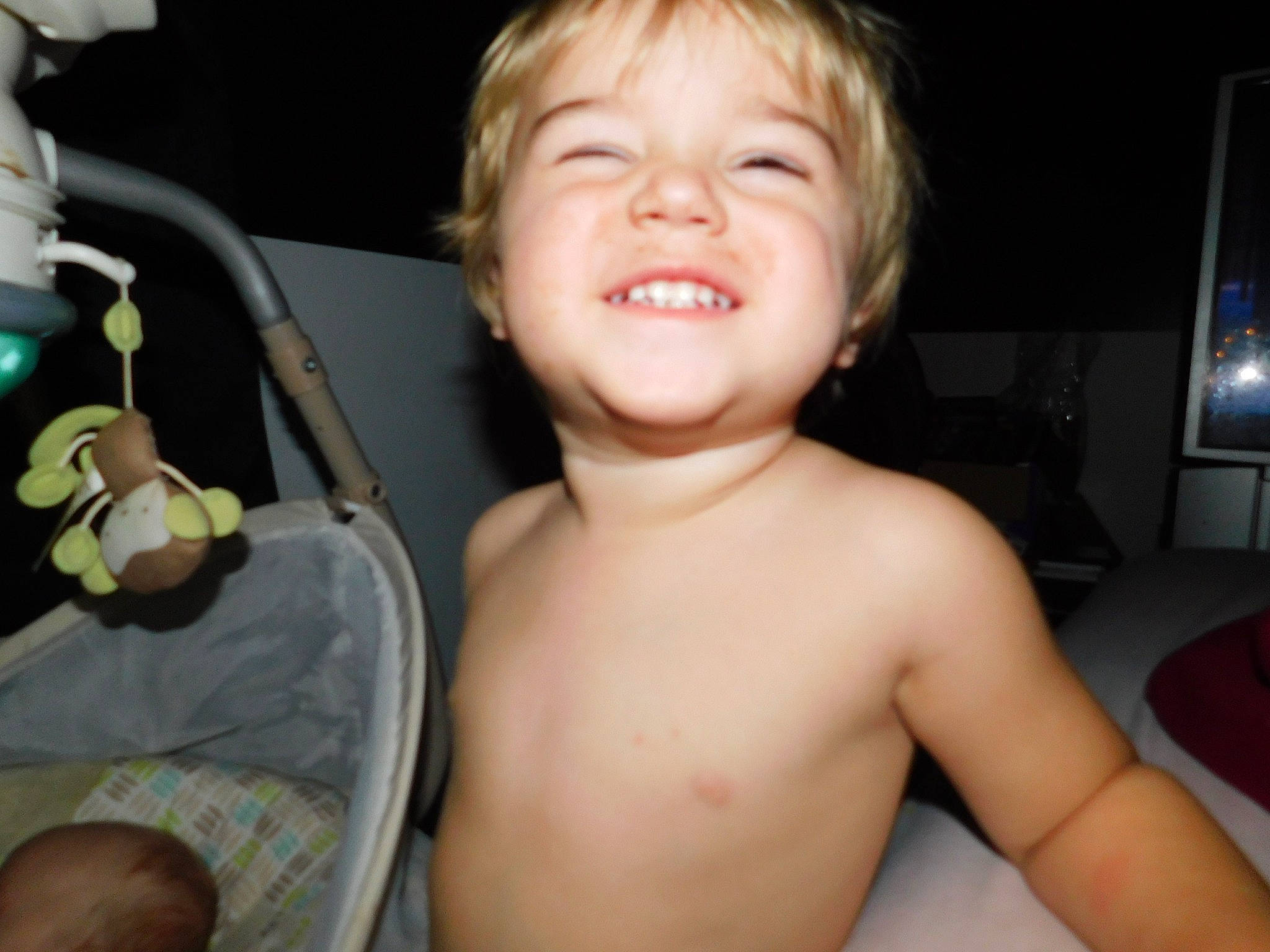 Samuel is registered to the contest to win money with this photo: arm, barechested, cheek, chest, child, eye, face, facial_expression, fun, head, human_body, joy, male, mouth, muscle, neck, nose, person, skin, smile