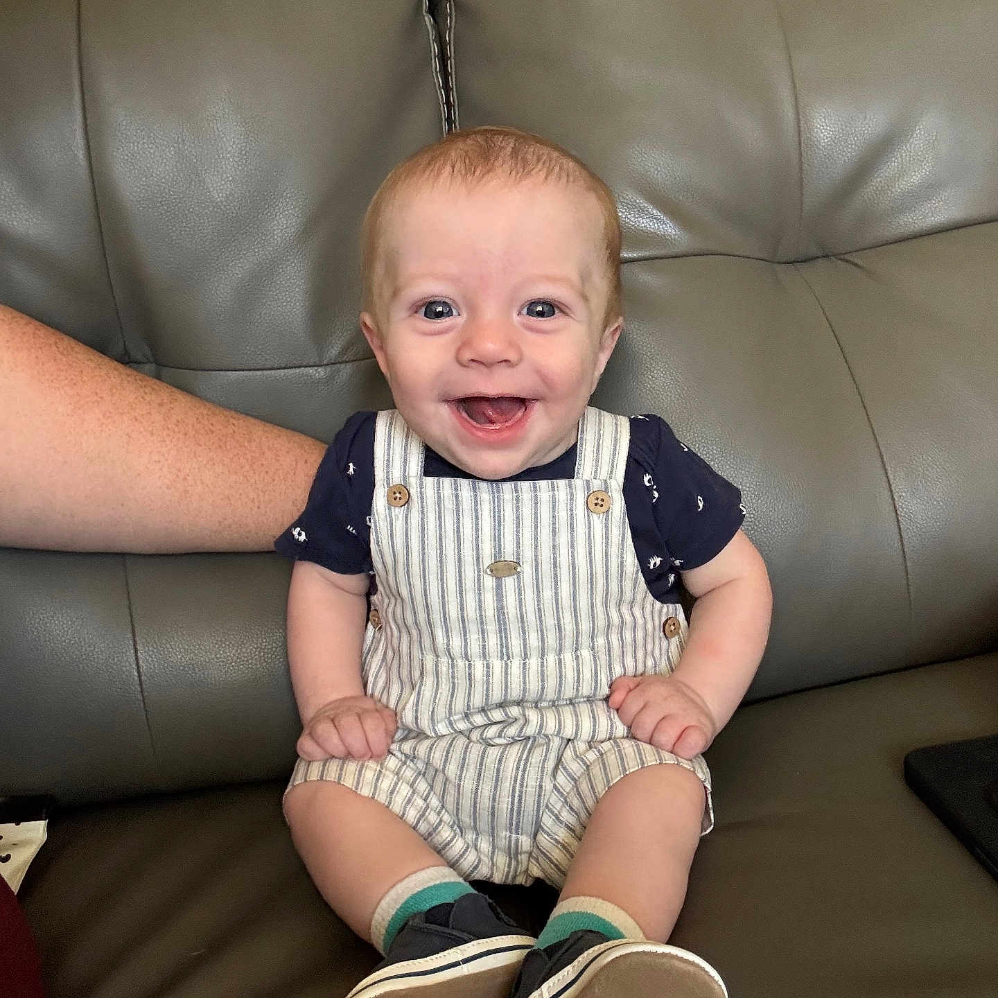 Aspyn joined the competition — help win amazing prizes! architecture, baby, building, clothing, couch, cushion, face, footwear, furniture, happy, head, homedecor, indoors, pants, person, photography, portrait, shoe, shorts, sitting