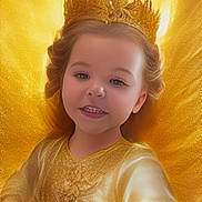 Luna joined the competition — help win amazing prizes! child, crown, golden, royalty, portrait, glowing, fantasy, costume, dress, smiling, face, young, glitter, shimmer, bright, glow, magic, fairy_tale, happy, person