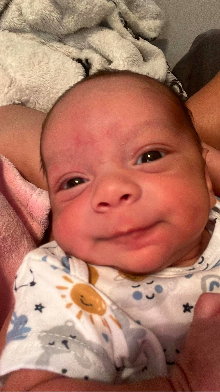 Abraham joined the competition — help win amazing prizes! baby, baby_toddler_clothing, cheek, chin, eye, eyebrow, face, forehead, happy, head, human, iris, lip, mouth, nose, person, pink, skin, smile, textile