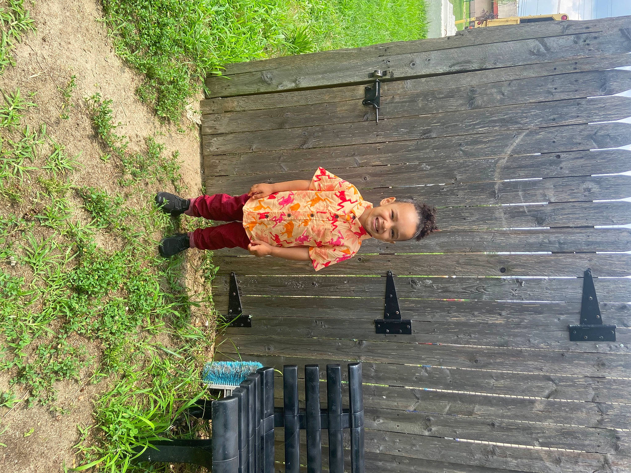 Darren joined the competition — help win amazing prizes! brick, brickwork, child, composite_material, grass, joy, leisure, magenta, pattern, people_in_nature, person, plant, rectangle, shadow, tints_and_shades, toddler, tree, wood