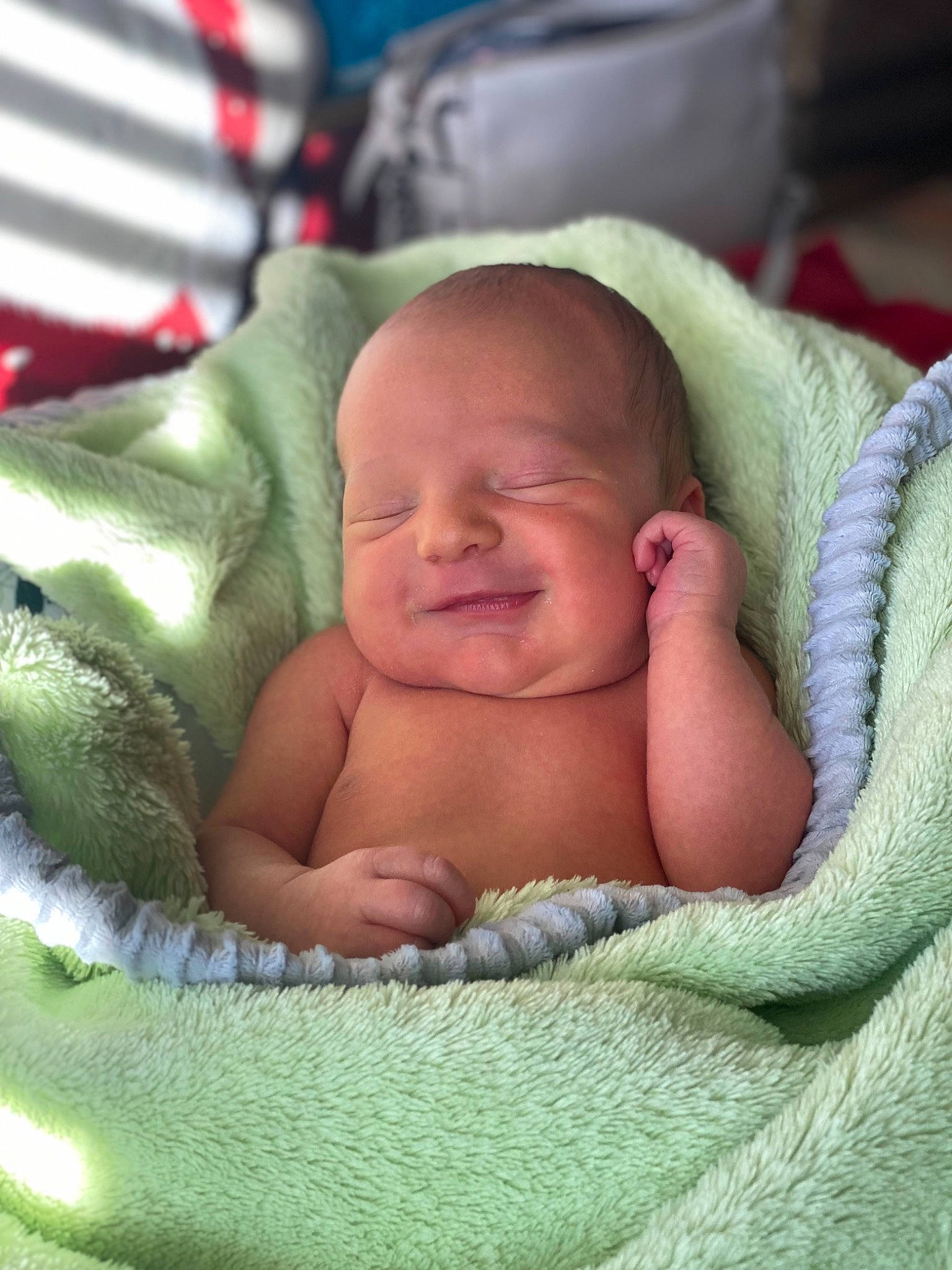 Kohen is registered to the contest to win money with this photo: baby, baby_products, baby_sleeping, bedding, bedtime, blanket, child, close_up, comfort, face, grass, iris, joy, linens, nap, person, room, skin, sleep, smile