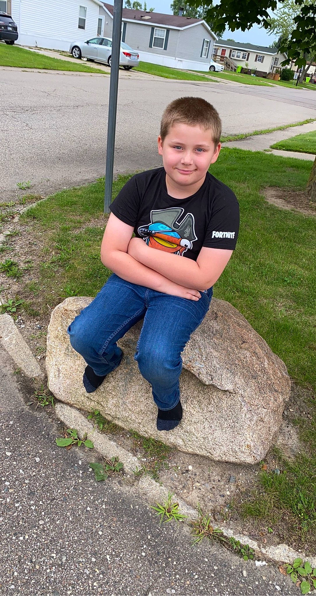 Christopher joined the competition — help win amazing prizes! asphalt, child, denim, electric_blue, fun, garden, grass, jeans, joy, landscape, leisure, people_in_nature, person, plant, recreation, sitting, smile, soil, t_shirt, walking_shoe