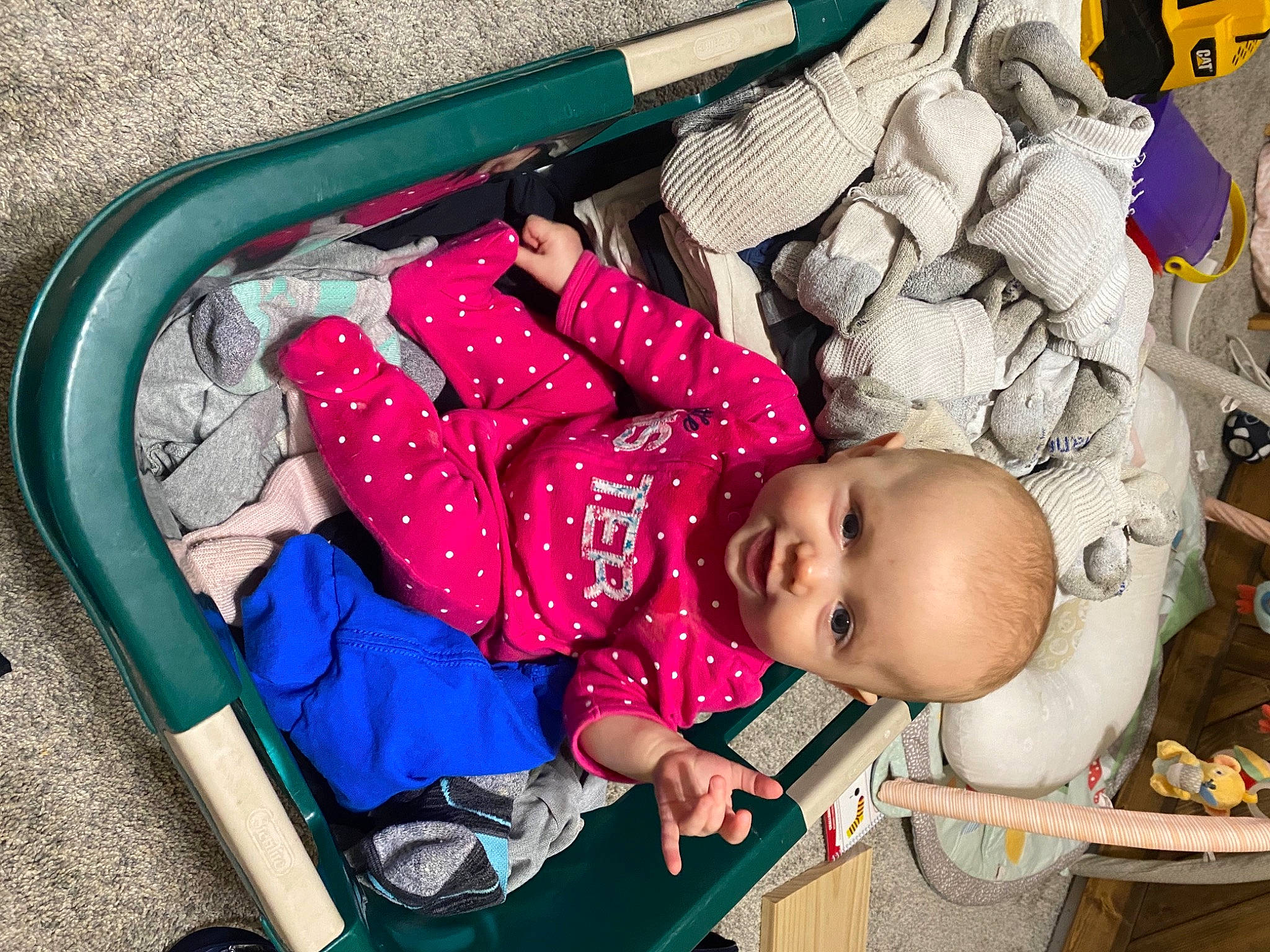 Mavis joined the competition — help win amazing prizes! baby, baby_carriage, baby_products, baby_toddler_clothing, carmine, child, comfort, electric_blue, fun, leisure, magenta, person, plastic, play, product, smile, snapshot, textile, toddler, travel