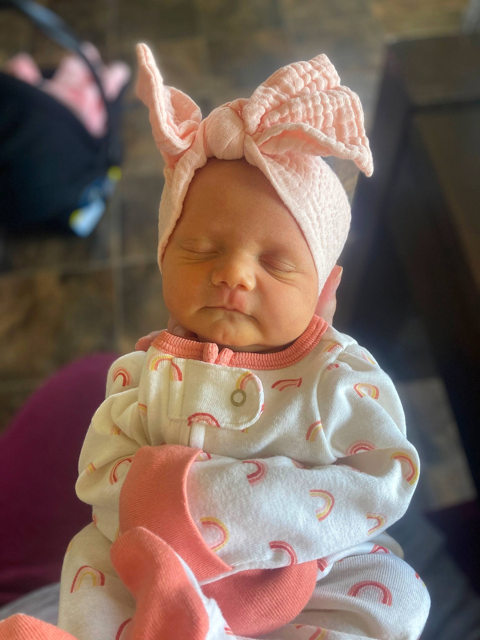 Berkley is registered to the contest to win money with this photo: baby, baby_toddler_clothing, cap, carmine, cheek, child, chin, costume_hat, event, eye, face, fashion_accessory, happy, head, human_body, lip, person, pink, skin, sleeve