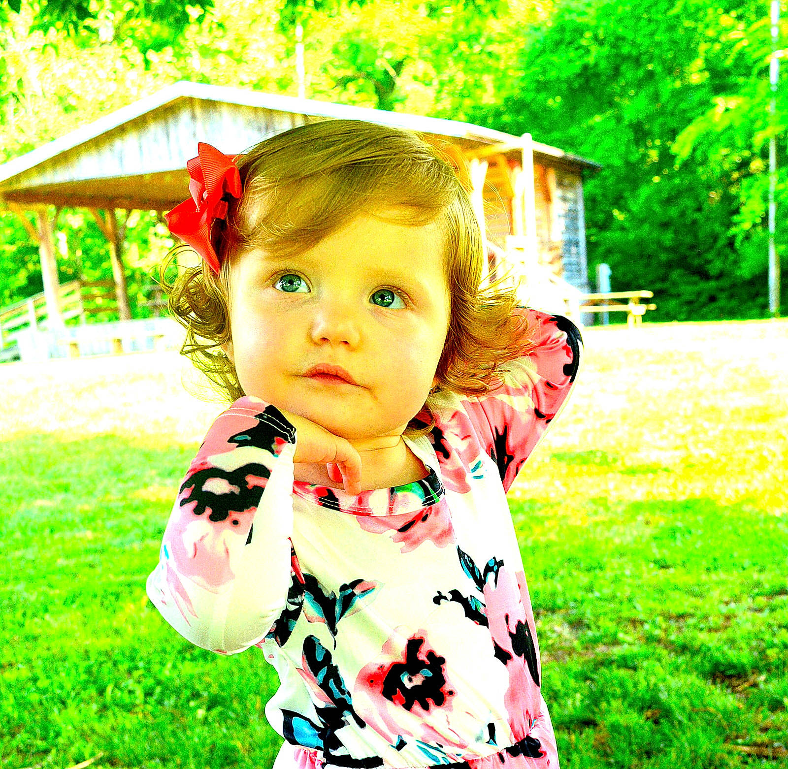 Gracie is registered to the contest to win money with this photo: baby_toddler_clothing, child, fun, grass, green, happy, leaf, leisure, nature, pattern, people_in_nature, person, plant, sleeve, spring, summer, sunlight, tints_and_shades, toddler, tree