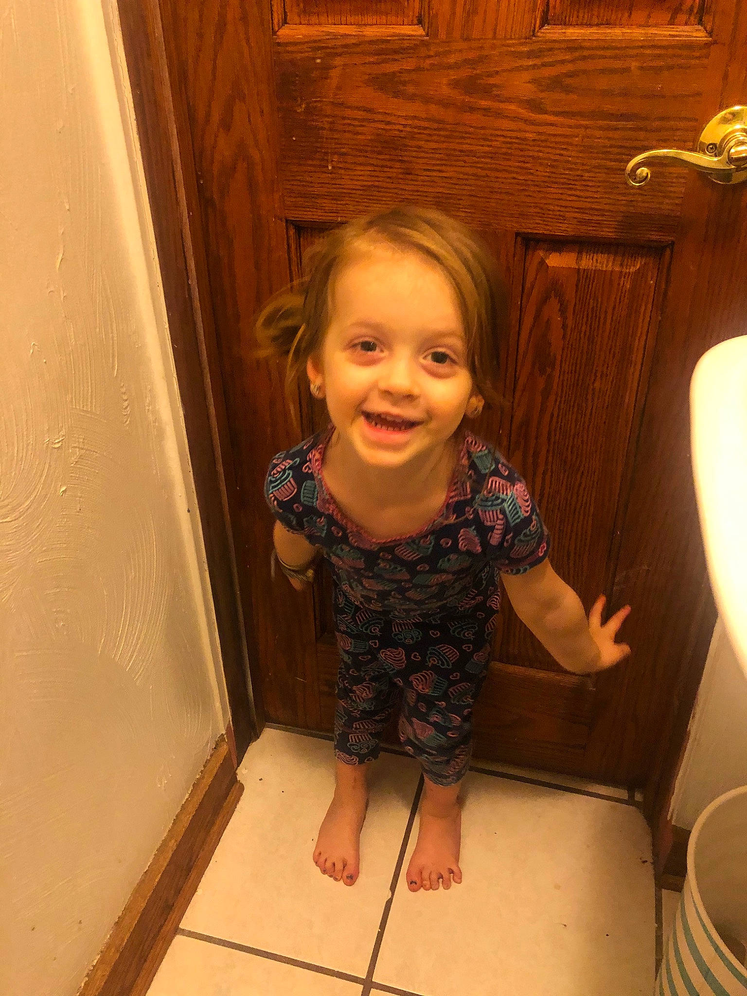 Aspyn is registered to the contest to win money with this photo: child, floor, joy, person, room, skin, standing, toddler, wood