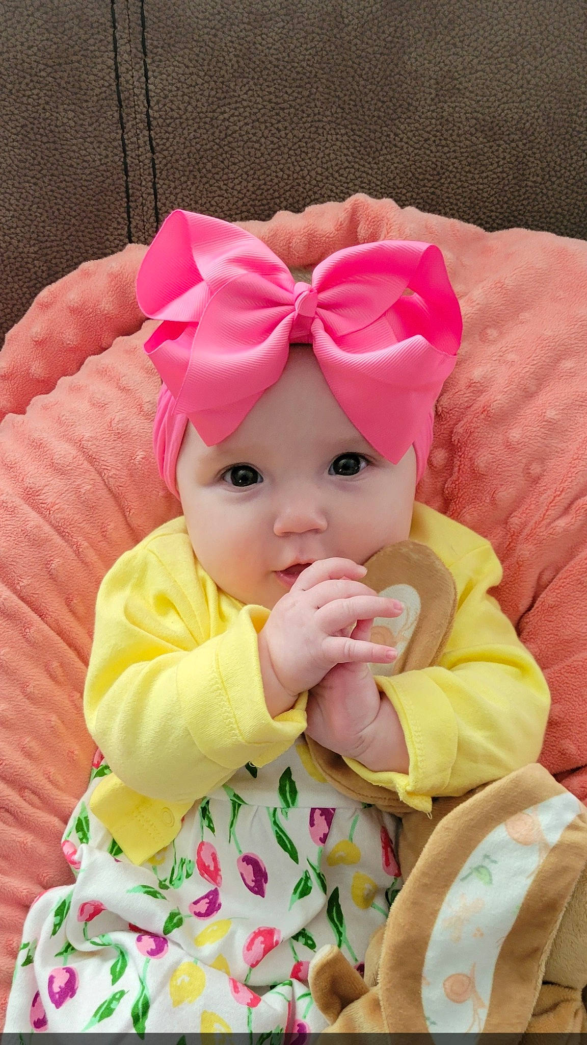 Cheyenne is registered to the contest to win money with this photo: baby, baby_toddler_clothing, cap, cheek, child, comfort, costume_hat, finger, fun, glasses, happy, head, headband, headgear, headwear, outerwear, person, pink, skin, sleeve