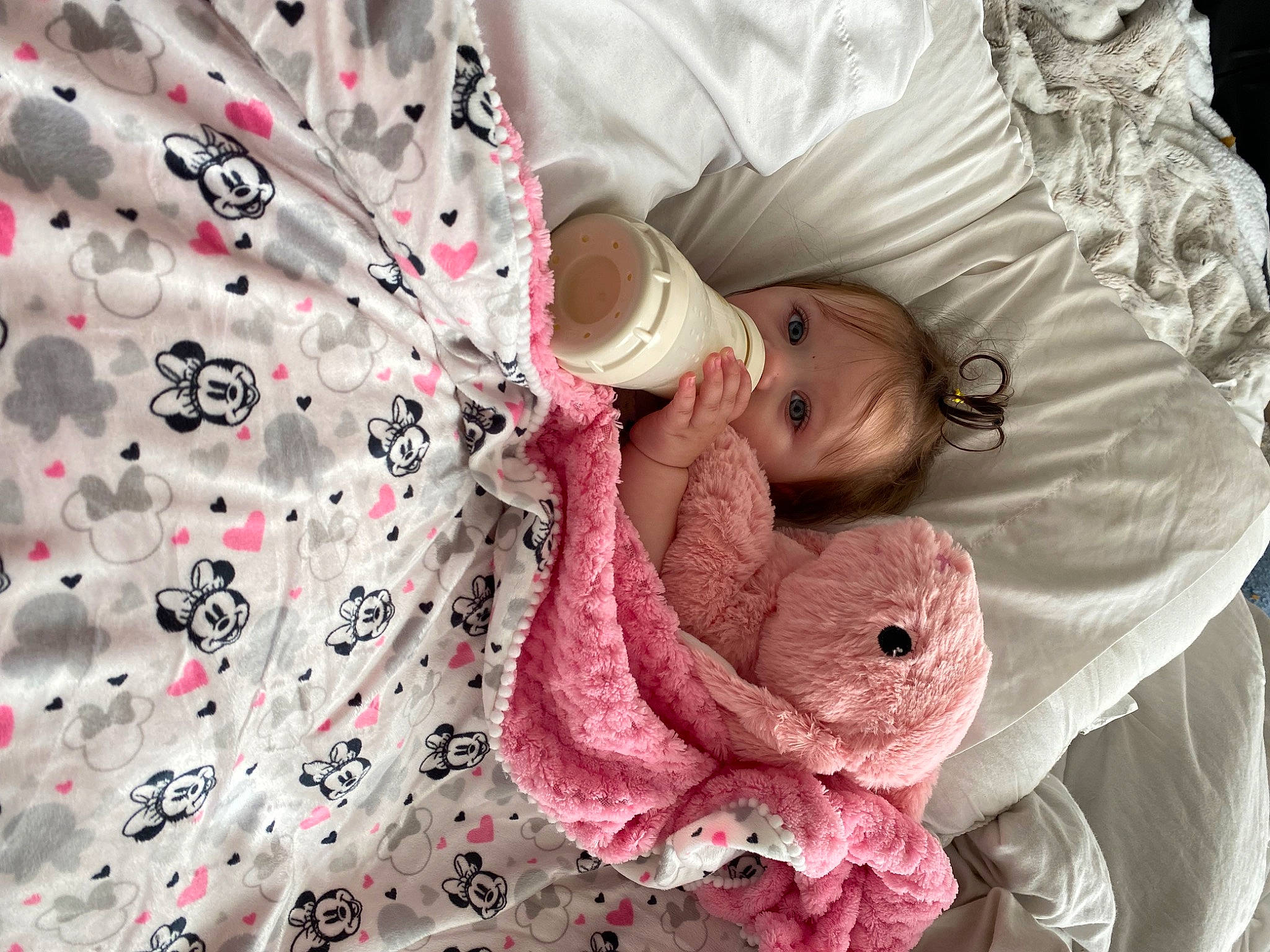 Adalina is registered to the contest to win money with this photo: baby, baby_products, baby_safety, baby_sleeping, baby_toddler_clothing, bed, bed_sheet, bedding, bedtime, child, comfort, linens, magenta, pattern, person, pink, room, skin, sleeve, textile