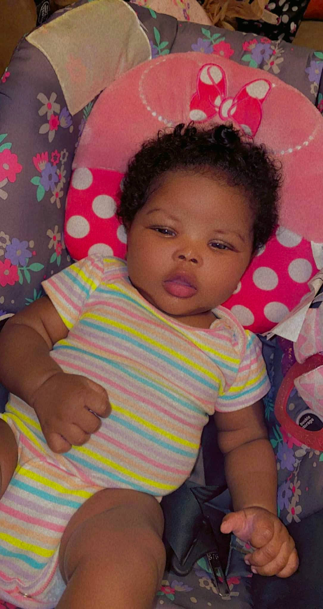 La'Daisha joined the competition — help win amazing prizes! baby_toddler_clothing, cheek, chin, comfort, eye, face, facial_expression, fun, hairstyle, happy, head, iris, lip, mouth, neck, nose, person, pink, skin, textile