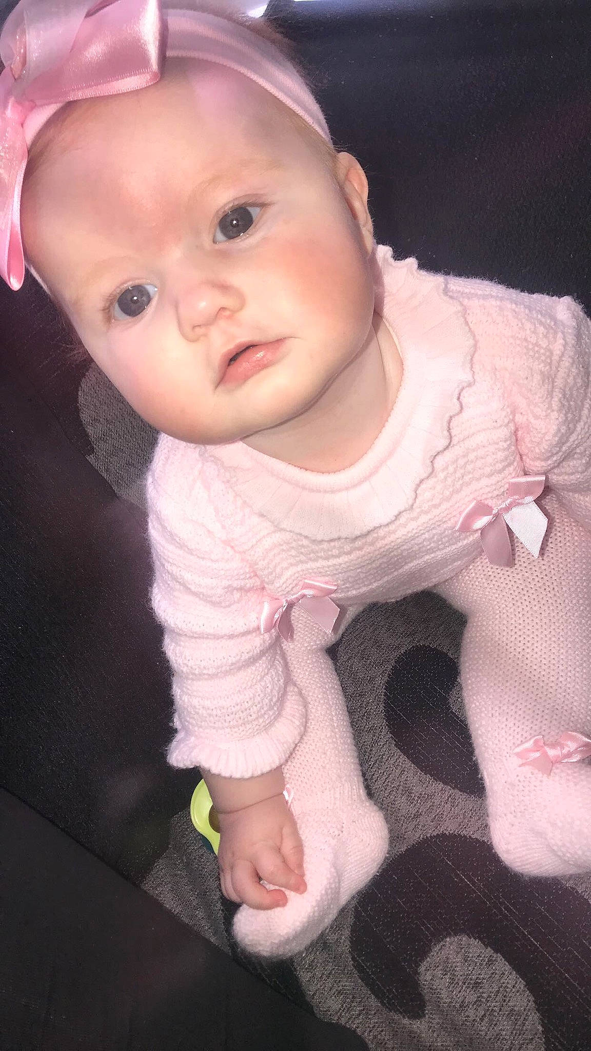 Charlotte is registered to the contest to win money with this photo: baby, beauty, cheek, child, eye, face, head, lip, nose, person, pink, skin, smile, toddler