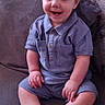 Orlando joined the competition — help win amazing prizes! barefoot, blue_clothing, casual, child, couch, face, furniture, hair, happy, home, indoor, person, pillow, portrait, seated, short_sleeves, shorts, skin, smiling, toddler
