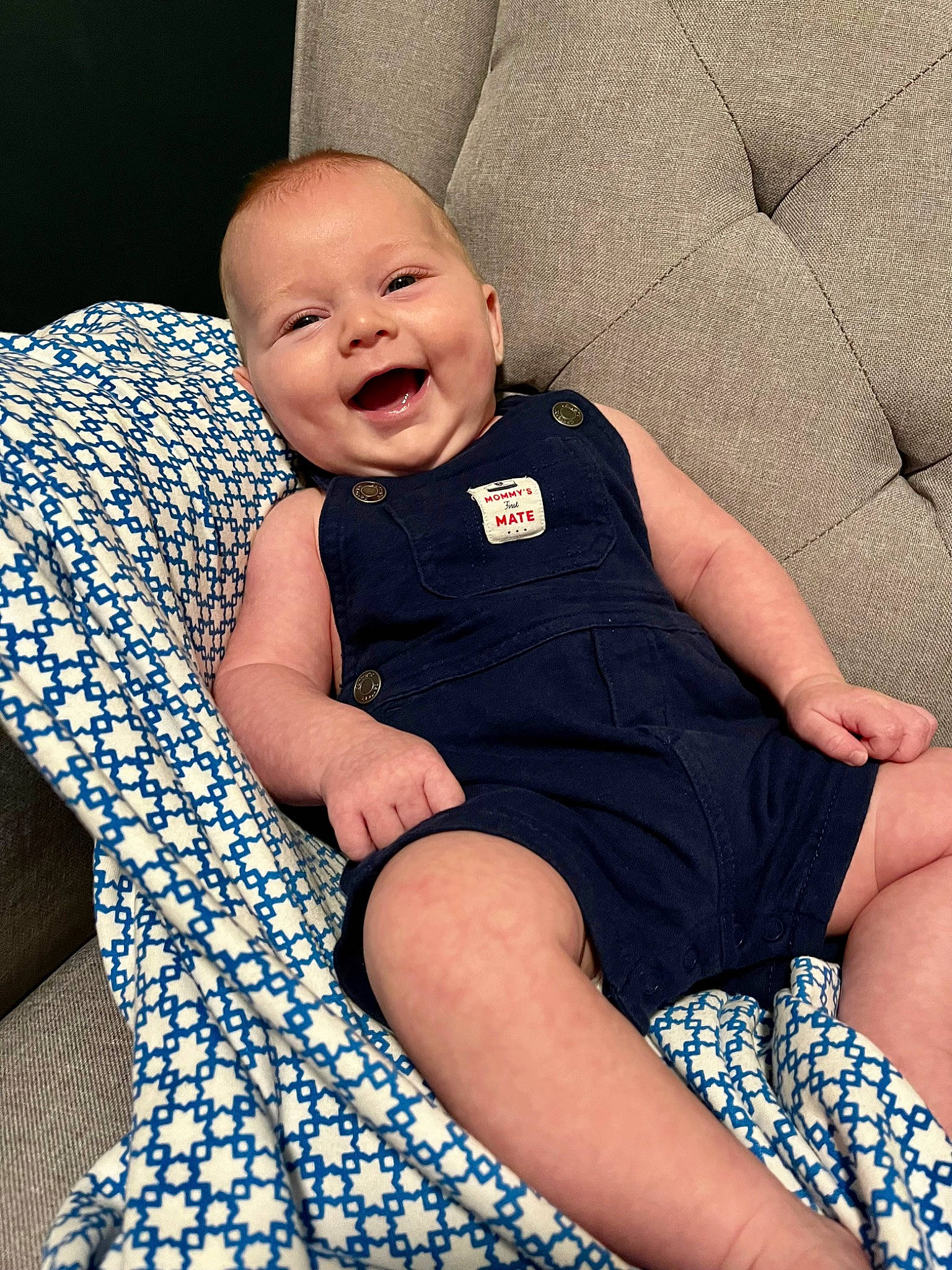 Huxton joined the competition — help win amazing prizes! arm, baby, baby_toddler_clothing, child, comfort, finger, hand, happy, headgear, human_leg, knee, lap, leg, pattern, person, skin, sleeve, smile, sock, thigh