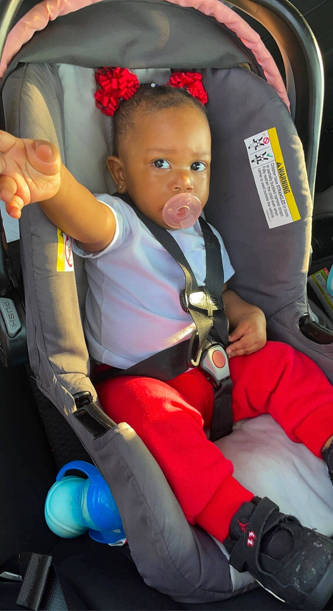 Kylia joined the competition — help win amazing prizes! auto_part, baby, baby_carriage, baby_in_car_seat, baby_products, car_seat, car_seat_cover, carmine, chair, child, comfort, fun, head_restraint, lap, person, product, seat_belt, service, sitting, tie