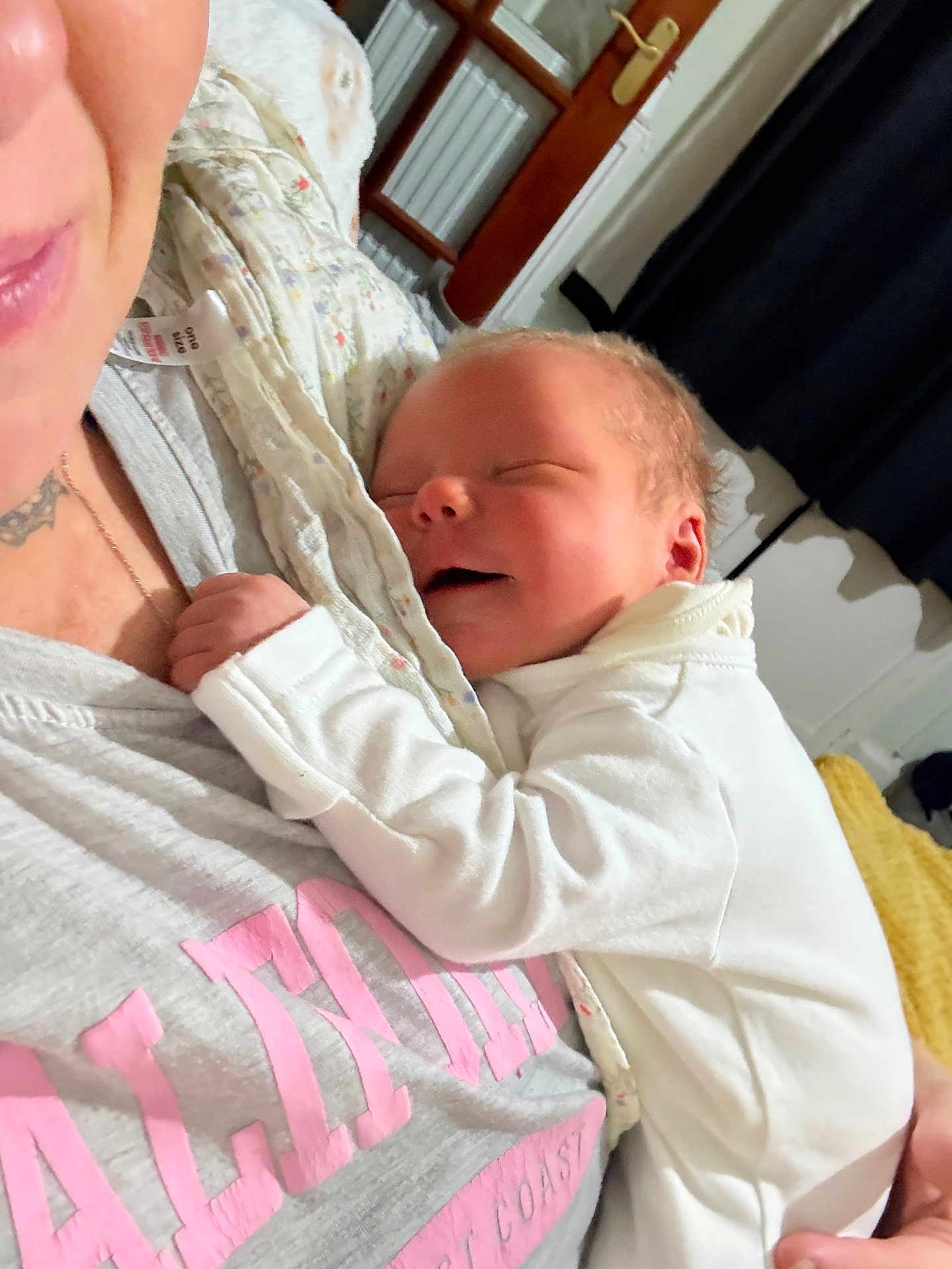 Dalton joined the competition — help win amazing prizes! baby, newborn, sleeping, infant, blanket, person, indoor, closeup, face, hand, comfort, rest, love, family, cuddle, soft, clothing, woman, home, peaceful