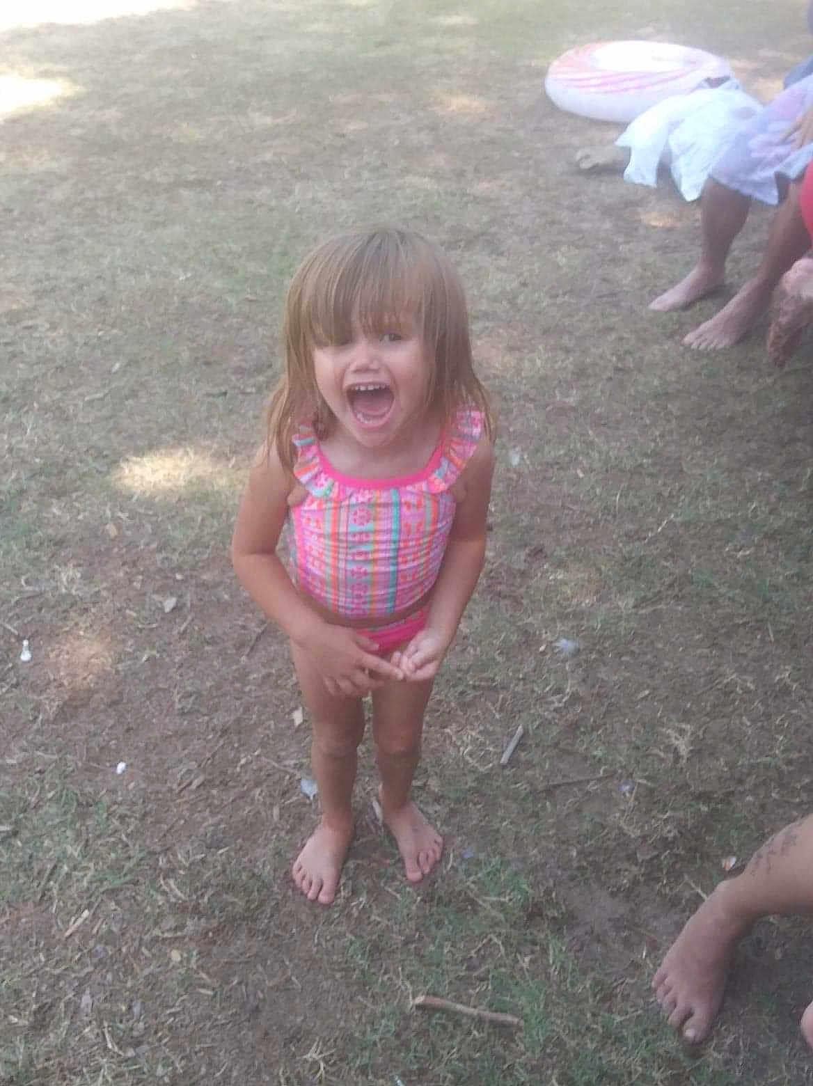 Kailie joined the competition — help win amazing prizes! barefoot, child, fun, grass, happy, person, plant, play, sky, smile, summer, toddler, vacation, water