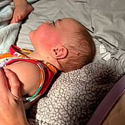 Rylei joined the competition — help win amazing prizes! newborn, baby, sleeping, infant, face, profile, blanket, bed, pajamas, clothing, foot, hand, parent, indoors, portrait, resting, cozy, soft_texture, nursery, candid