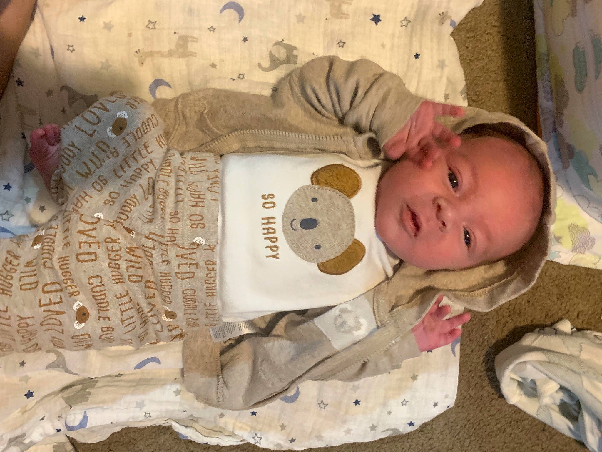 Izaiah is registered to the contest to win money with this photo: art, baby, baby_products, baby_safety, baby_toddler_clothing, bedtime, child, comfort, headgear, infant_bed, linens, paper, paper_product, pattern, person, room, stuffed_toy, textile, toddler, white
