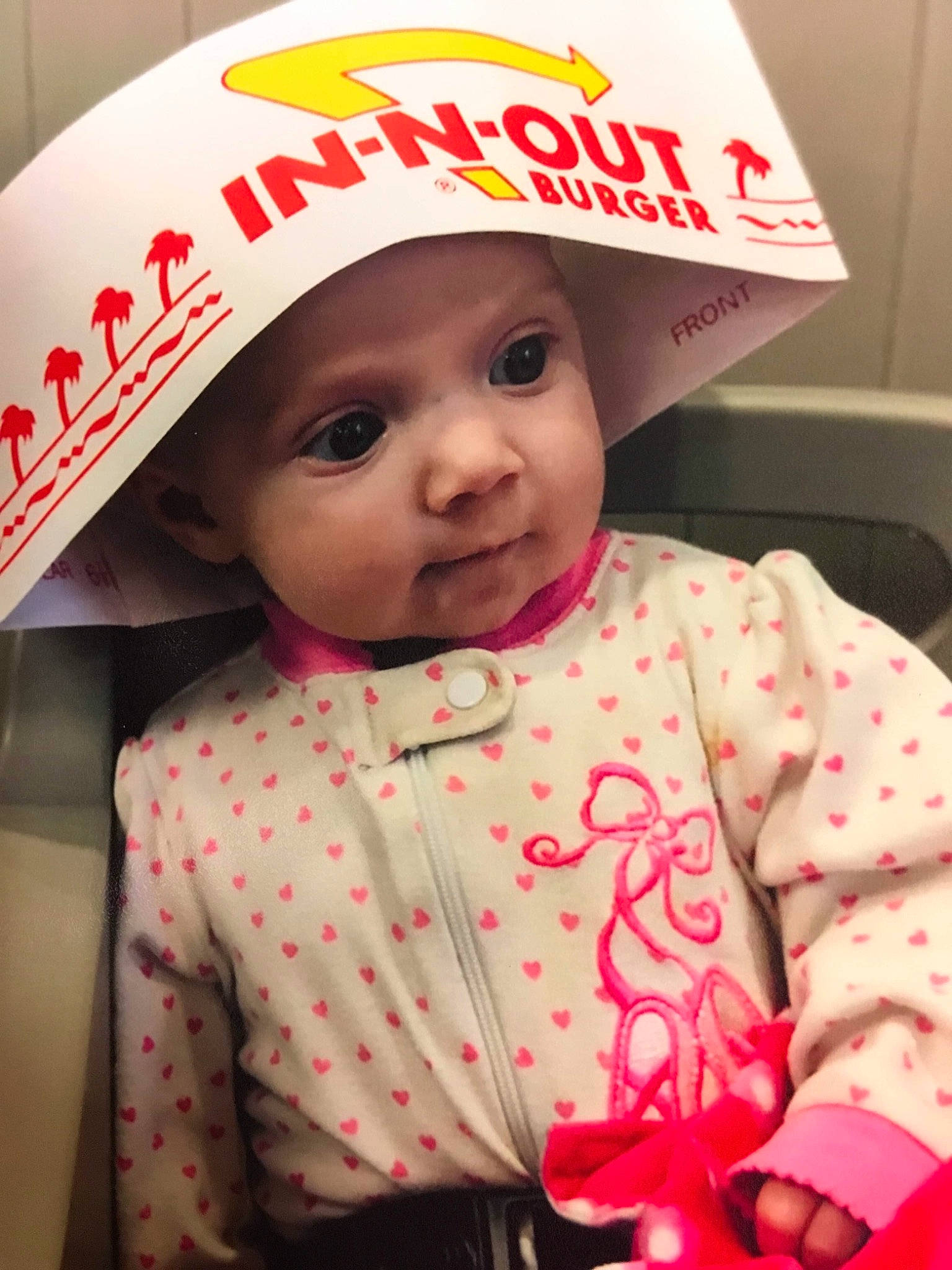 Madelynn joined the competition — help win amazing prizes! cheek, child, day, design, girl, headwear, infant, person, pink, product, skin, smile, textile, toddler