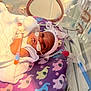 Nalani is registered to the contest to win money with this photo: baby, newborn, hospital, incubator, medical_tubes, nasal_cannula, blanket, hat, infant, patient, healthcare, purple_blanket, dinosaur_pattern, cute, wrapped, lying_down, tubes, care, newborn_care, child