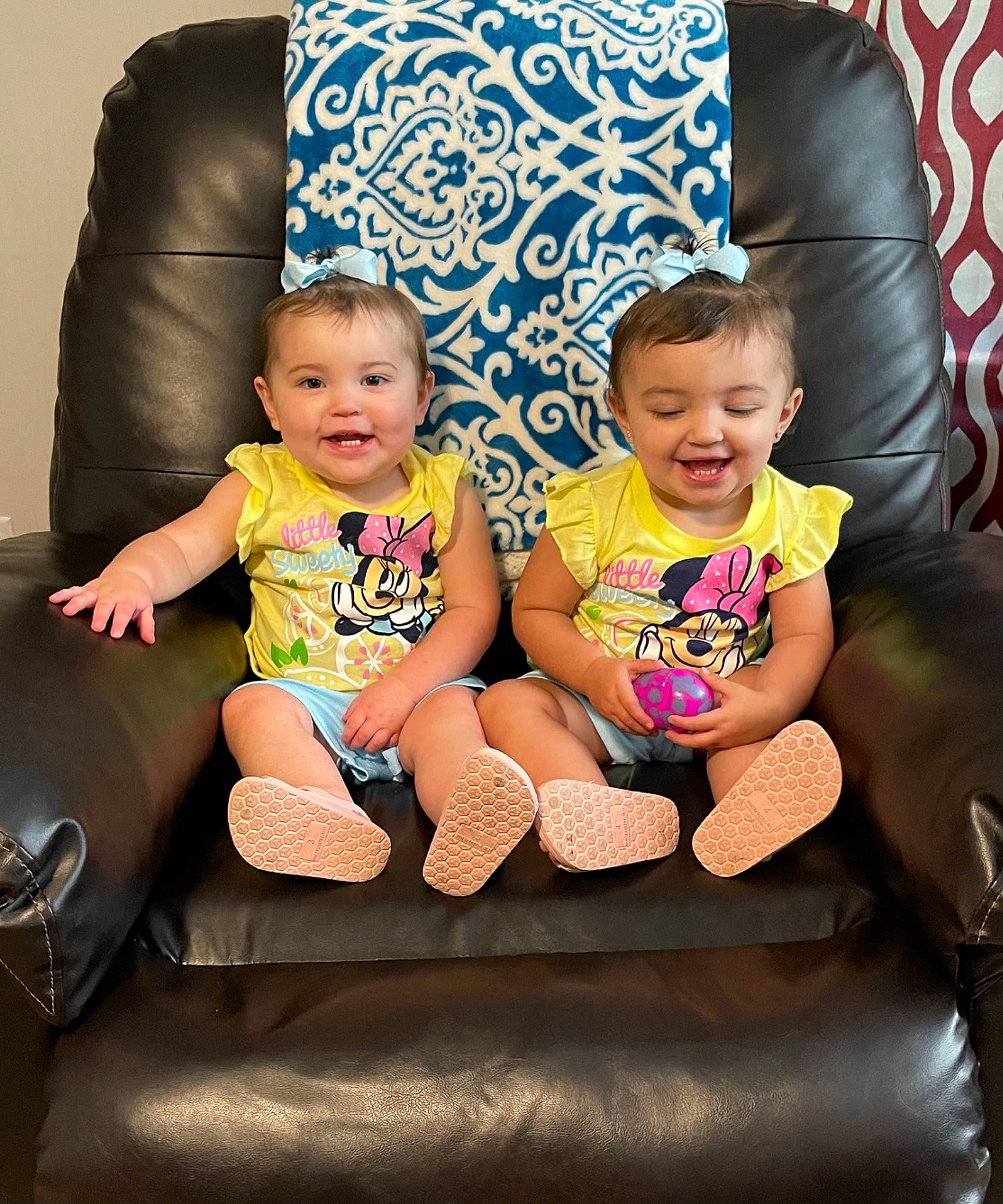 Kara Anne joined the competition — help win amazing prizes! baby_toddler_clothing, comfort, couch, eye, facial_expression, fashion, finger, fun, furniture, hairstyle, happy, head, human, joy, lap, leg, organ, person, product, skin