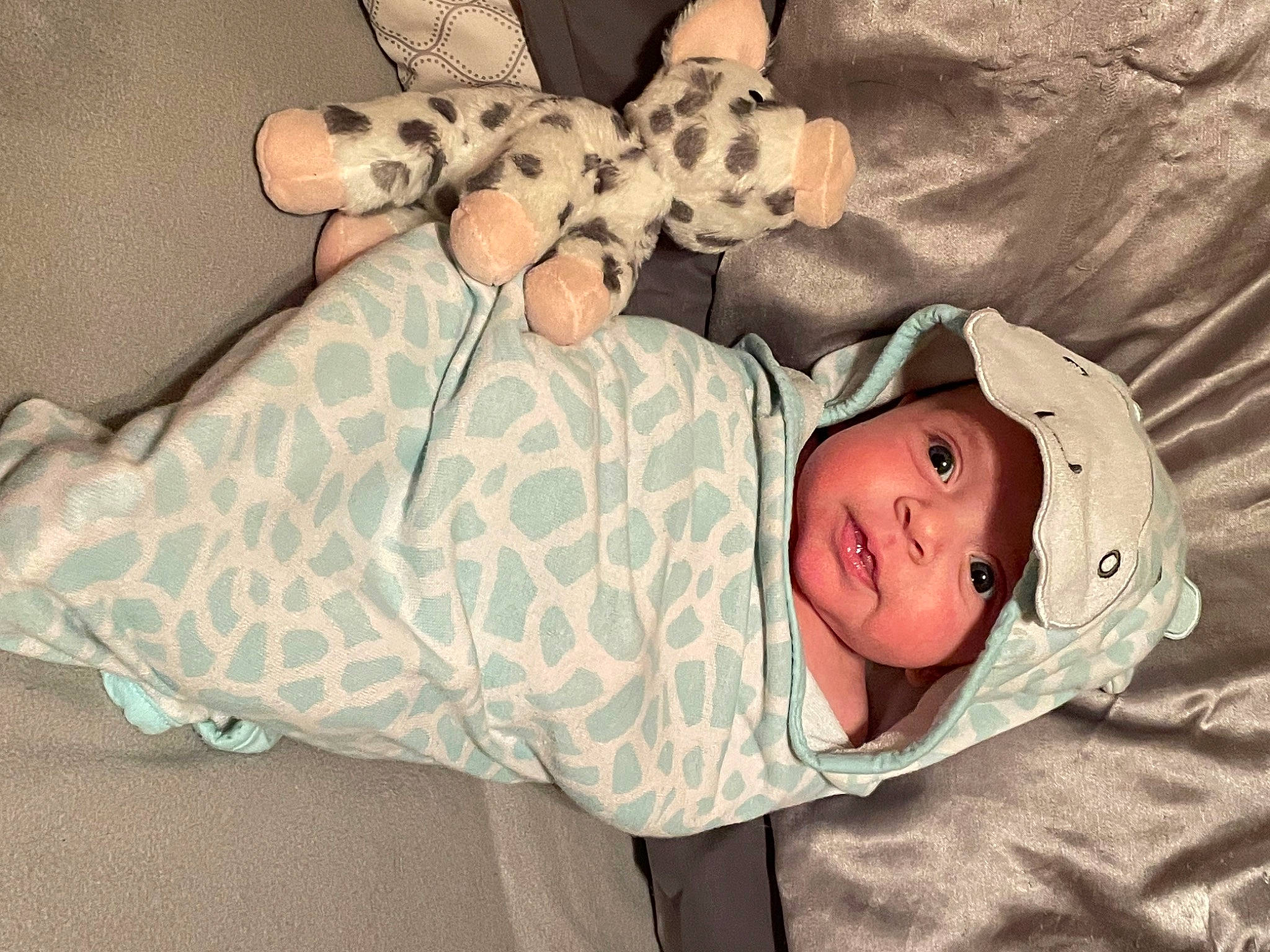 Knox is registered to the contest to win money with this photo: baby, baby_products, baby_safety, baby_sleeping, baby_toddler_clothing, bed, bedtime, child, comfort, head, headwear, human_body, linens, pattern, person, skin, sleeve, textile, toddler, toy