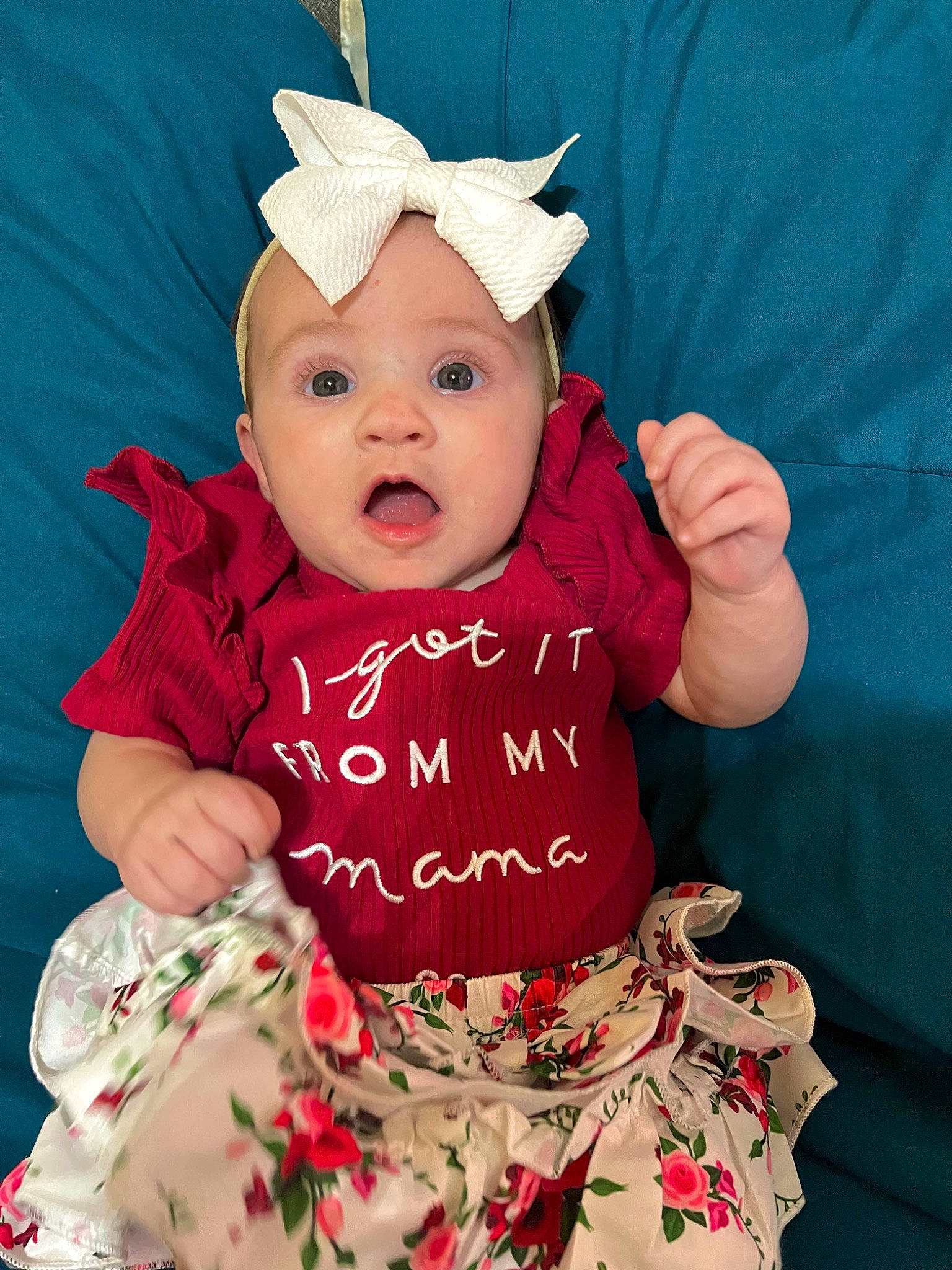 Lakelynn is registered to the contest to win money with this photo: baby, baby_products, baby_toddler_clothing, cap, child, costume_hat, face, finger, happy, hat, headwear, outerwear, pattern, person, pink, skin, sleeve, smile, surprise, t_shirt