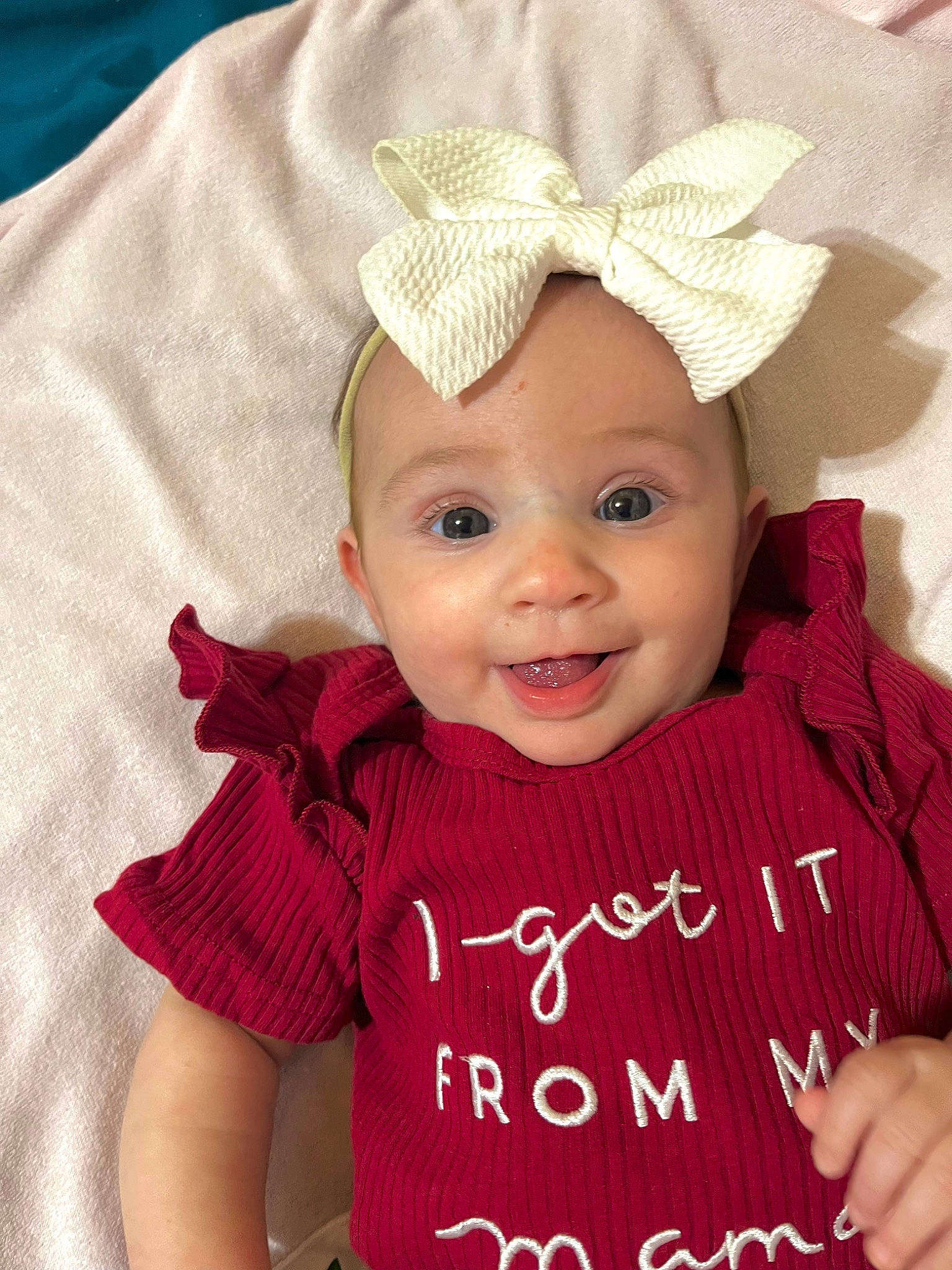 Lakelynn joined the competition — help win amazing prizes! baby, baby_toddler_clothing, cap, costume_hat, dress, face, facial_expression, happy, head, headgear, lip, outerwear, person, pink, product, skin, sleeve, smile, textile, toddler