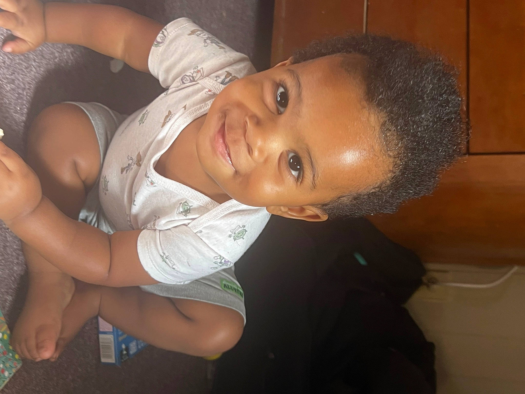 Cai is registered to the contest to win money with this photo: abdomen, baby, baby_toddler_clothing, cheek, chest, elbow, eye, flash_photography, fun, happy, hat, human_leg, joy, lip, mouth, nose, person, skin, smile, thigh