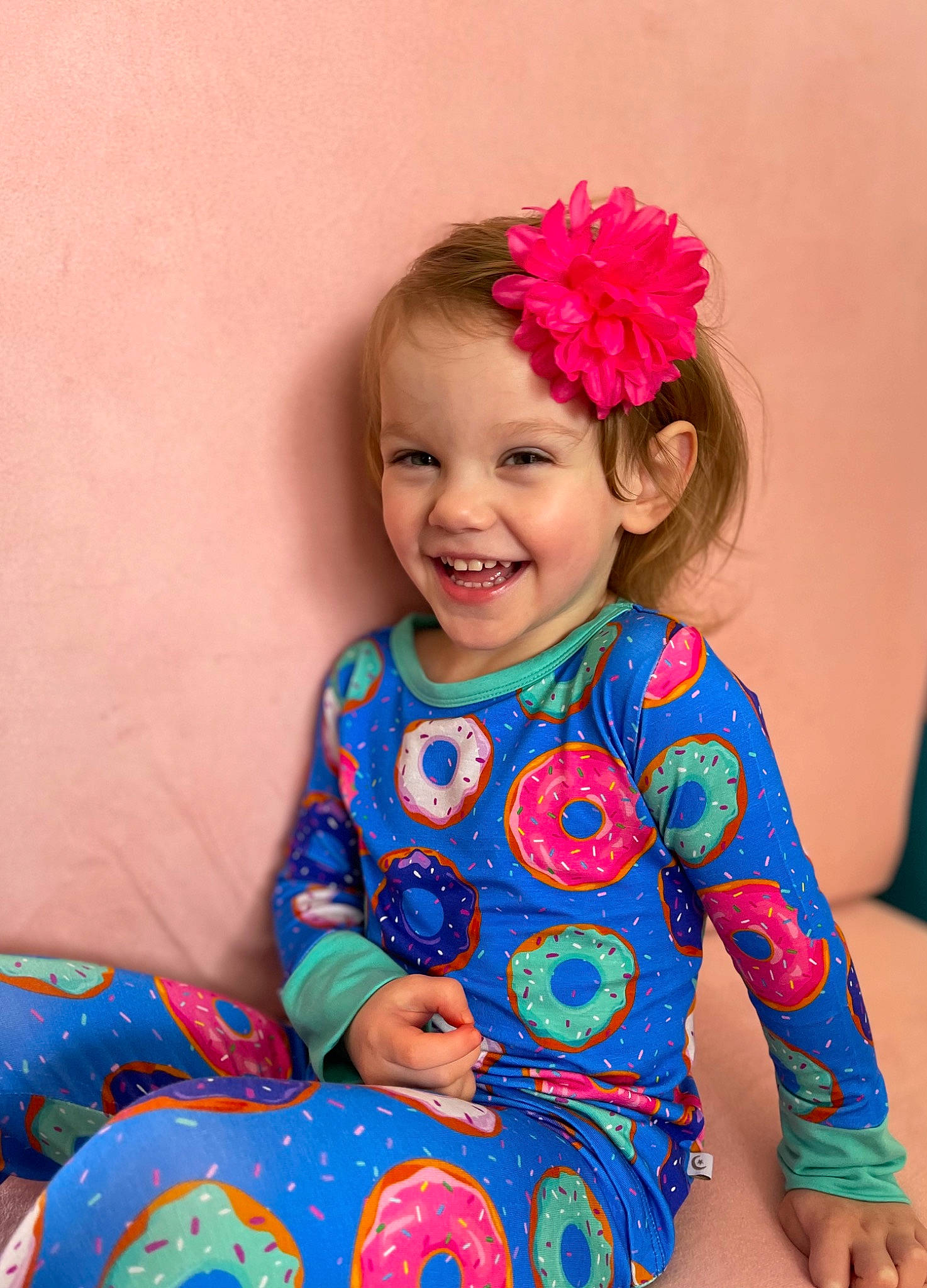 Atley joined the competition — help win amazing prizes! baby, baby_toddler_clothing, child, dress, electric_blue, face, facial_expression, fun, happy, joy, magenta, pattern, people, person, petal, pink, red, skin, sleeve, smile