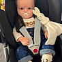 Giorgia a rejoint le concours — aidez-le/la à gagner de superbes lots ! baby, car_seat, child, pacifier, toy, stuffed_animal, bunny, pigtails, bows, socks, leopard_print, clothing, denim, seatbelt, safety, indoor, cute, infant, person, portrait