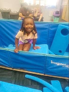Antonia Amarriana Gwyn is registered to the contest to win money with this photo: aqua, azure, bounce_house, child, comfort, electric_blue, fun, happy, inflatable, joy, leisure, outdoor_play_equipment, person, play, playground, product, recreation, smile, snapshot, t_shirt
