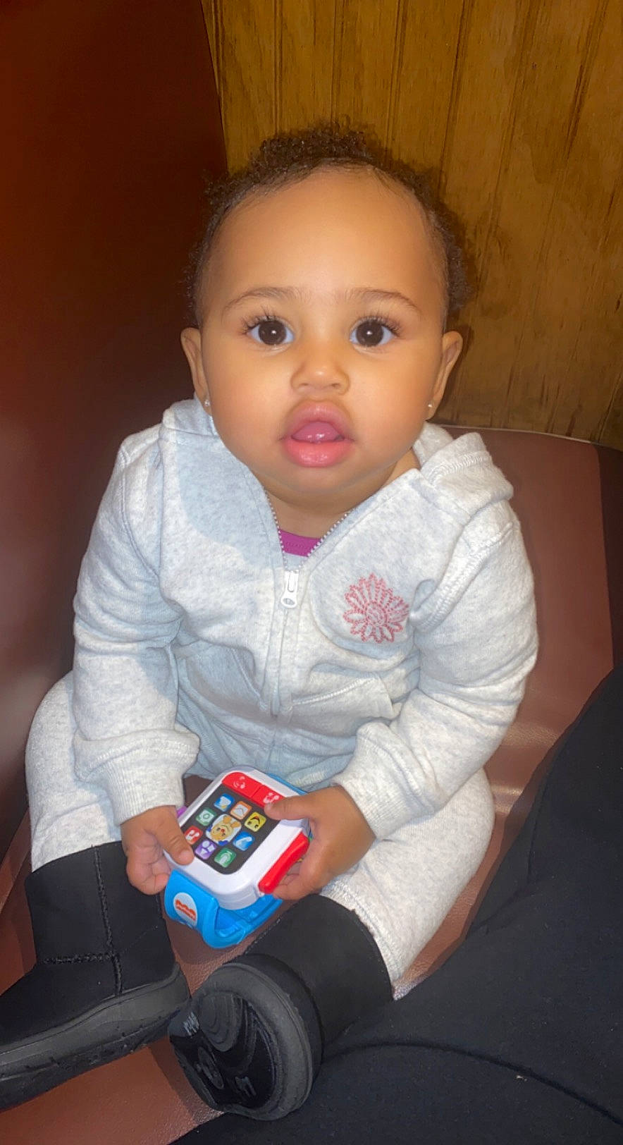 Wynter joined the competition — help win amazing prizes! baby, baby_toddler_clothing, cheek, child, comfort, electronic_device, eyebrow, finger, fun, gadget, hand, nose, person, room, sitting, skin, sleeve, smile, t_shirt, thumb