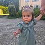Paola participe au concours pour gagner de l'argent avec cette photo : child, cute, daylight, exploration, gravel_path, green_dress, holding_hand, house, outdoor, person, pigtails, plants, shoes, summer, sunlight, support, toddler, walking, window_shutters, young_child
