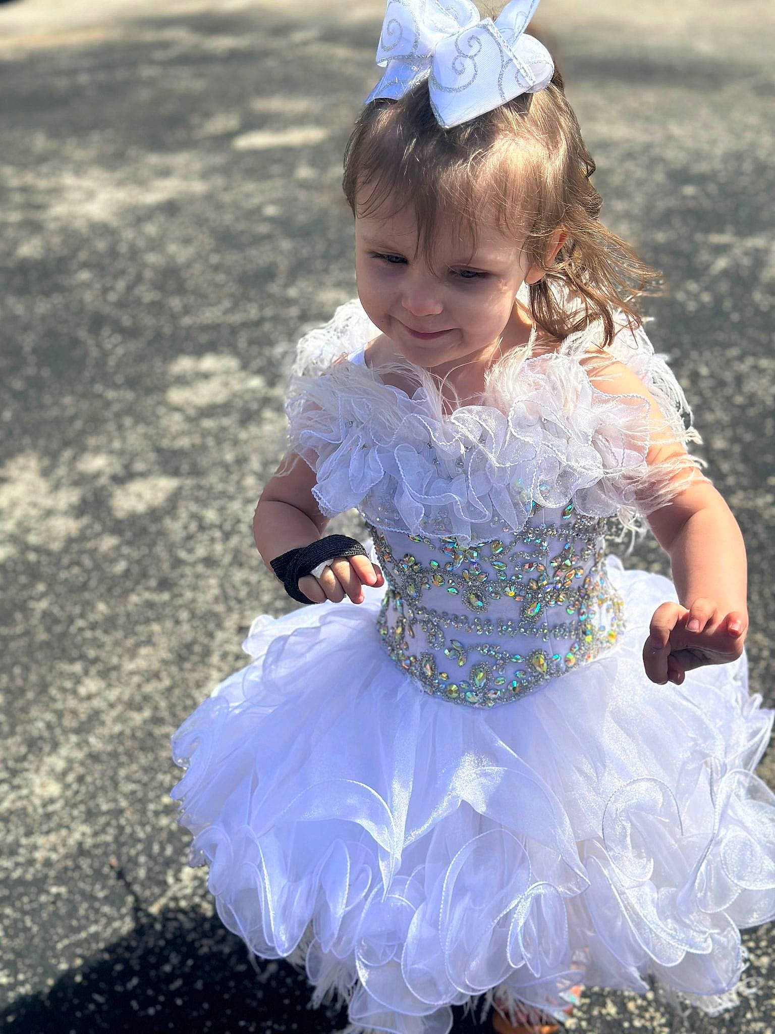 Jaycelynn is registered to the contest to win money with this photo: baby_toddler_clothing, blue, child, day_dress, dress, electric_blue, embellishment, event, facial_expression, grass, hairstyle, happy, headpiece, person, photograph, pink, purple, smile, summer, toddler