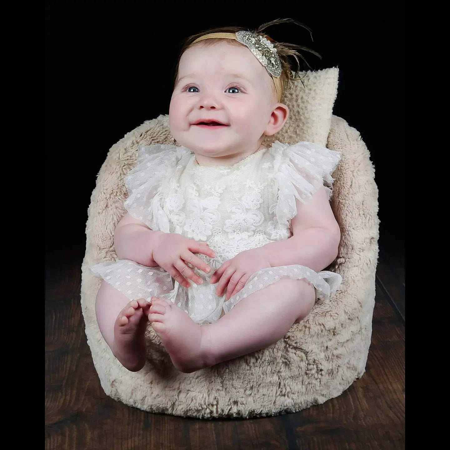 Evelyn joined the competition — help win amazing prizes! art, baby, baby_toddler_clothing, cheek, child, dress, embellishment, face, fashion_accessory, flash_photography, hair_accessory, happy, head, headgear, headpiece, joy, peach, person, pink, sleeve