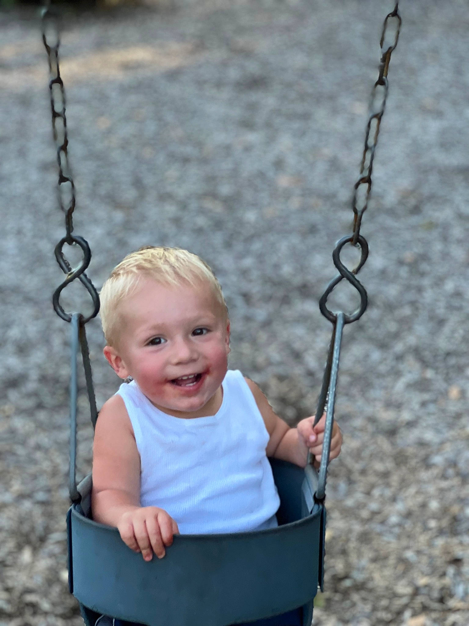 Bryson joined the competition — help win amazing prizes! arm, baby, black, chin, eye, face, facial_expression, hair, hand, happy, head, human_body, joy, mammal, organ, person, photograph, skin, smile, standing