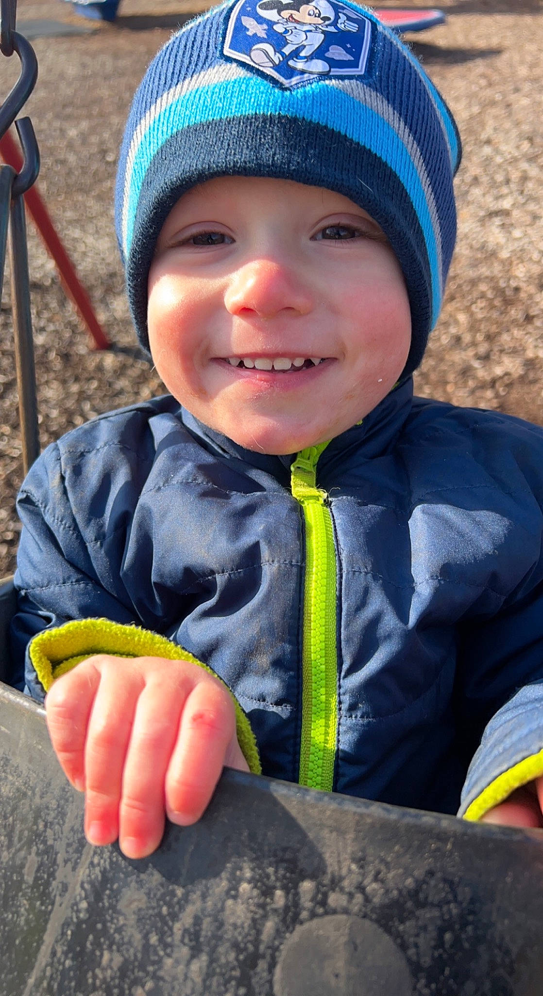 Bryson joined the competition — help win amazing prizes! blue, cap, child, electric_blue, facial_expression, fashion_accessory, fun, grass, happy, headwear, joy, knit_cap, people, person, personal_protective_equipment, recreation, skin, smile, thumb, toddler