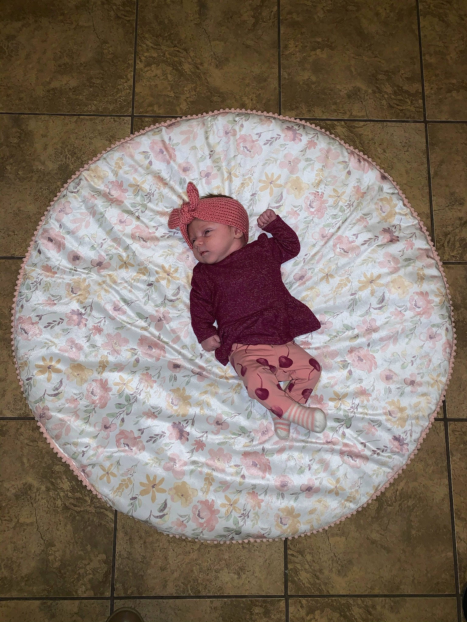 Emerie joined the competition — help win amazing prizes! art, baby, brick, brickwork, child, circle, cobblestone, concrete, flagstone, floor, flooring, headwear, linens, pattern, person, rectangle, road_surface, sidewalk, textile, tints_and_shades